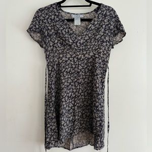 DBY Vintage Floral A Line Tie Waist Mini Dress